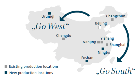 The “Go South” and “Go West” strategies (map)